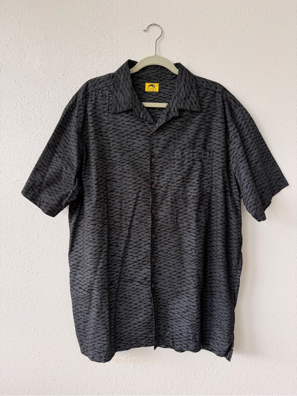 Kealopiko - Black and Charcoal 3XL - fish scale button down shirt